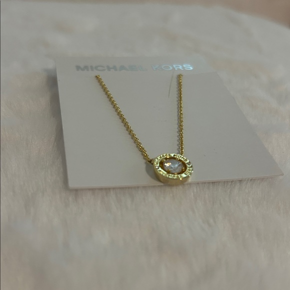 Michael Kors Crystal Bezel Set Gold Tone Necklace - Picture 6 of 9